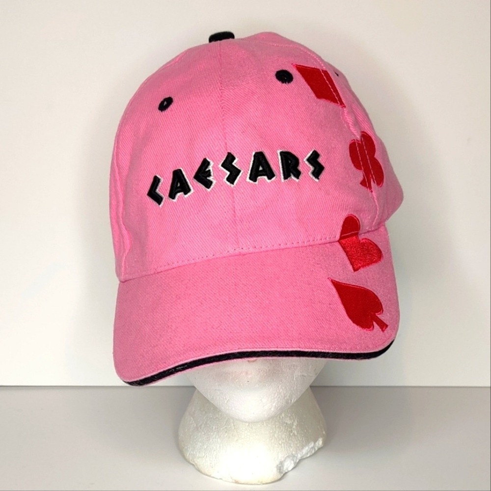Caesars Las Vegas Casino‎ Pink Baseball Hat Playing Cards Black Jack Sin City